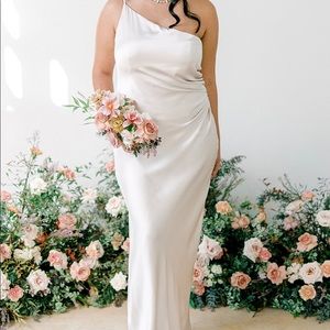 Revelry Jade Satin Dress White Pearl